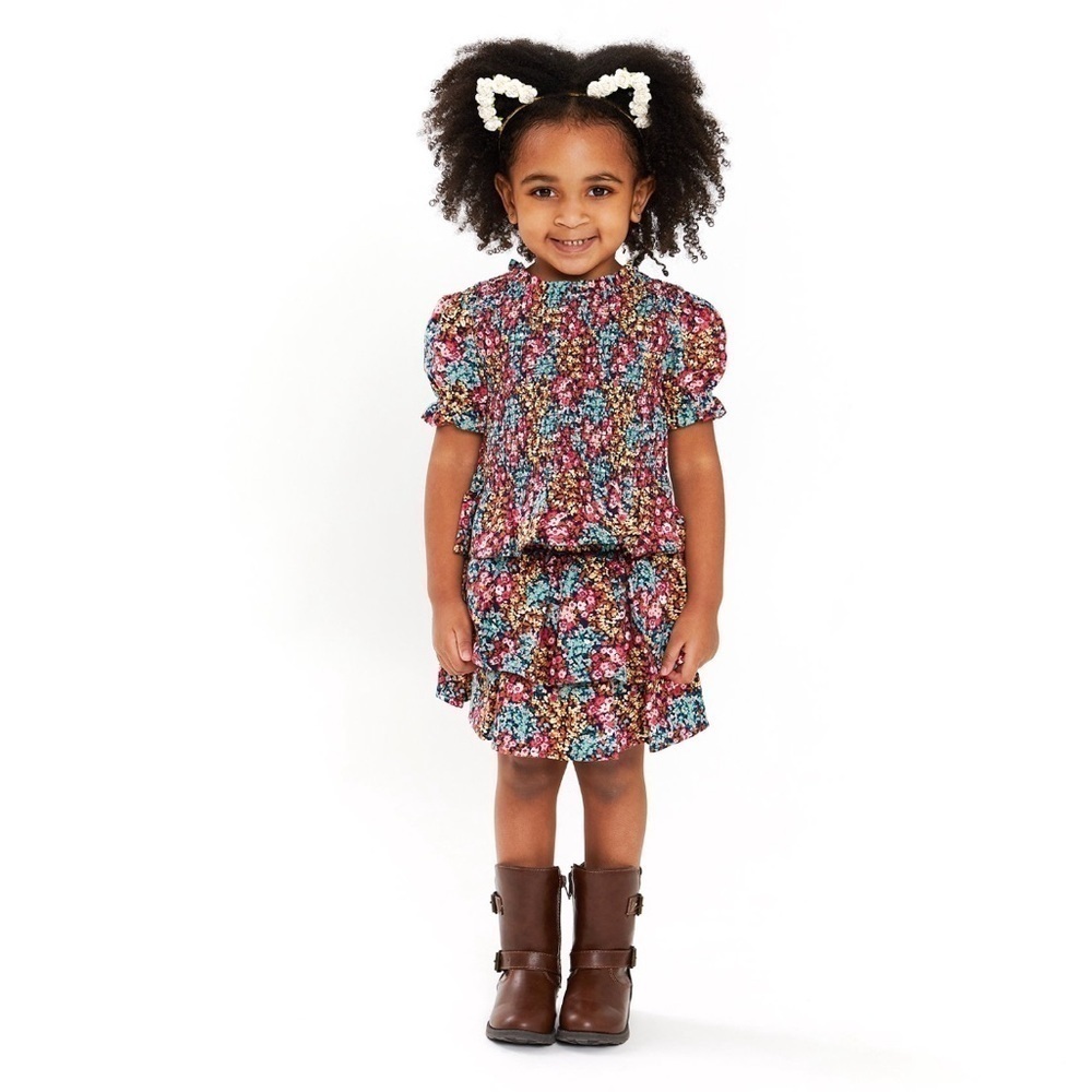 Wonder Nation Skirt Set 18 Months Smocked Ruffle Floral Boho Cottage Outfit